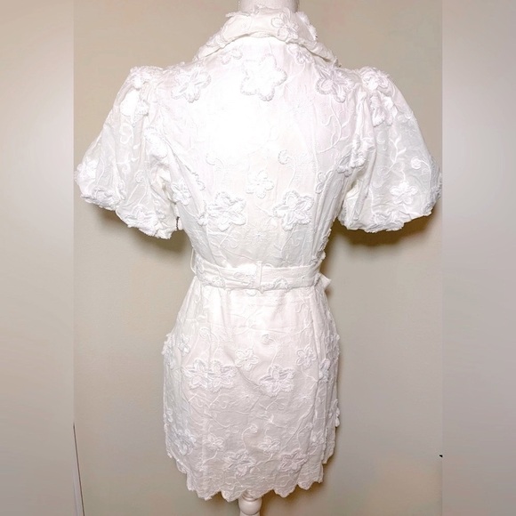NWT Mable May Textured Embroidered Button Down White Dress Women XS to Small - Picture 5 of 13
